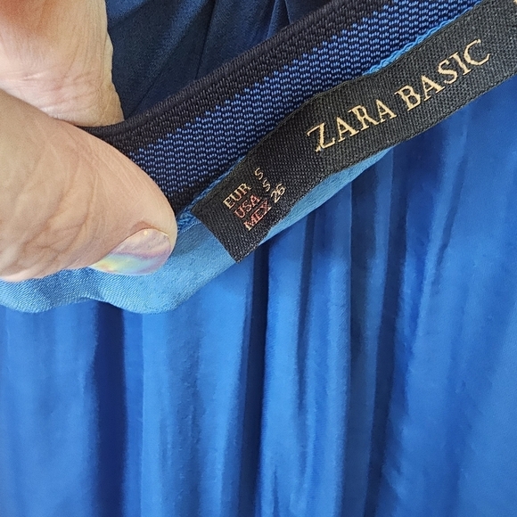 Zara Basic Maxi Skirt Womens Small Lighweight Fairy Flowy Peacock Blue Travel - Picture 6 of 9